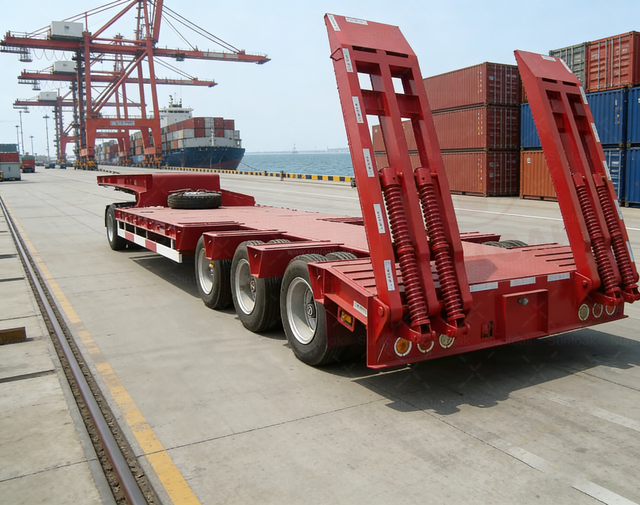 Reboque de caminhão baixo de três eixos de aço Suntoak